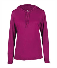 Ladies Bcore Long Slv Hooded T