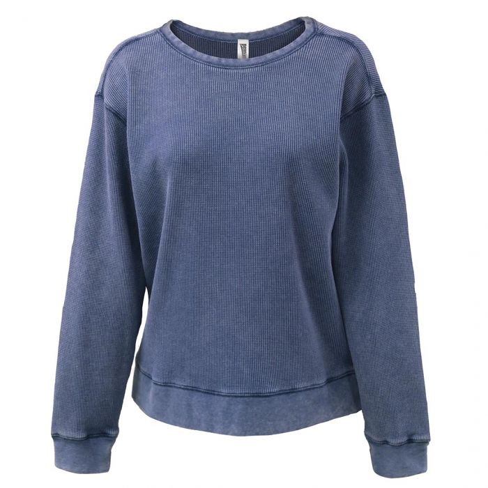 Ladies Min Waffle Crewneck