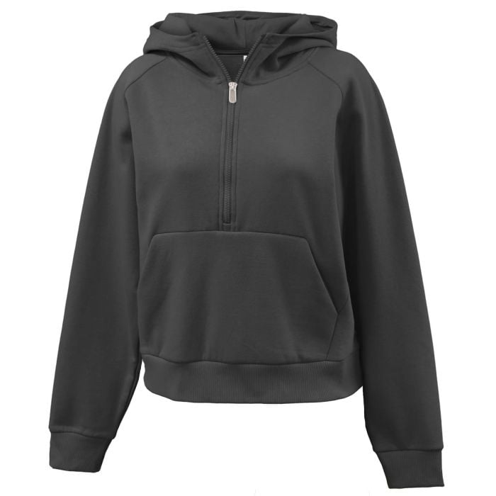 Ladies 1/2 Zip Pouch Pocket Hooded Sweatshirt