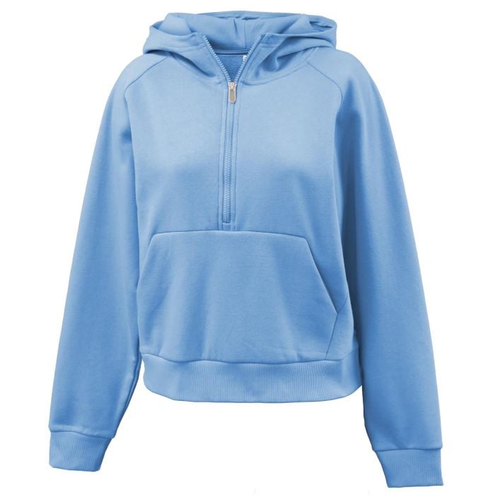 Ladies 1/2 Zip Pouch Pocket Hooded Sweatshirt
