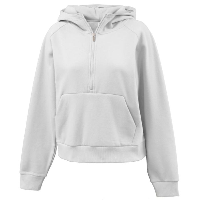 Ladies 1/2 Zip Pouch Pocket Hooded Sweatshirt