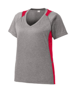 Ladies Colorblock Heather Performance V-Neck T