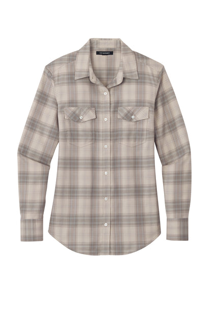 Ladies Ombre Plaid Long Sleeve Shirt